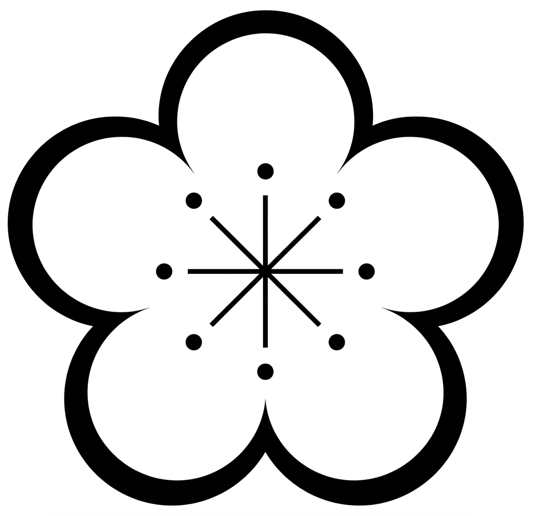 סמל הוו מיי קונג פו — פרח השזיף (Plum Blossom) עם חמשת עלי הכותרת ושמונת האבקנים